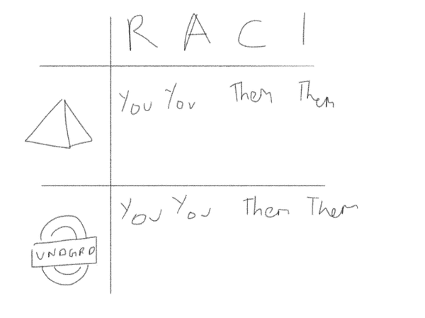 An image of a chart showing a very basic RACI grid!
